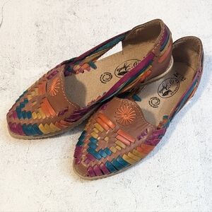 Colorful Leather Mexican Huarache Flats